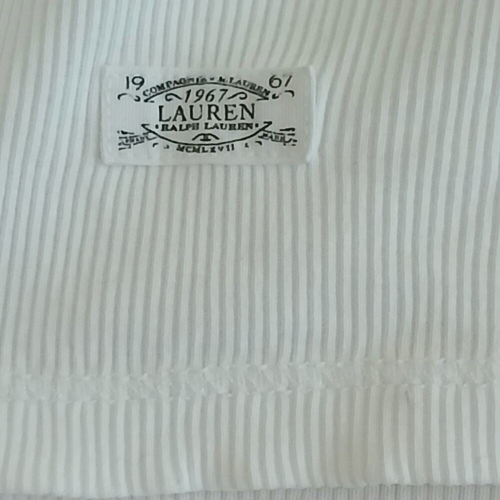 Lauren Ralph Lauren Womens XL White Ribbed Lace-Up V Neck Cotton Top Tee Tunic - Picture 6 of 13